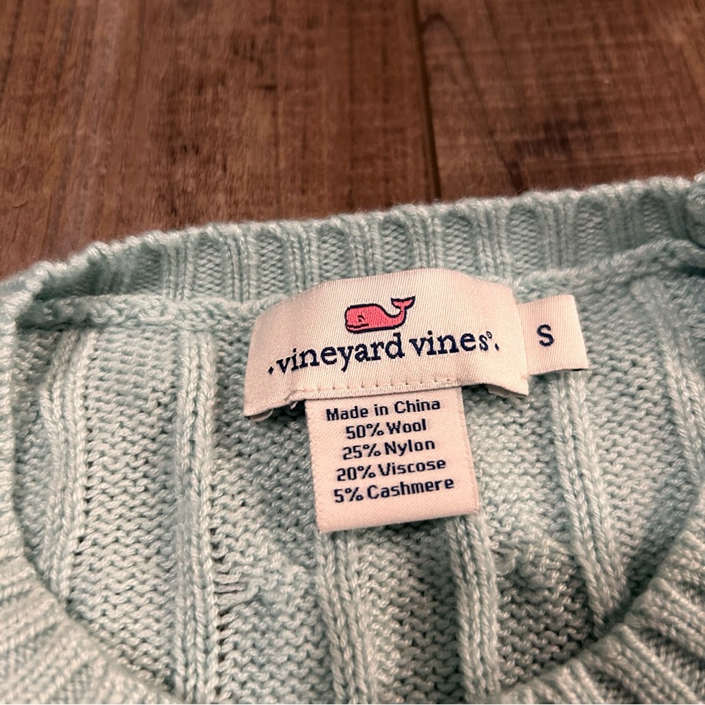 Vineyard Vines Womens Blue Crewneck Cashmere Wool Sweater Cable Knit - Picture 4 of 7